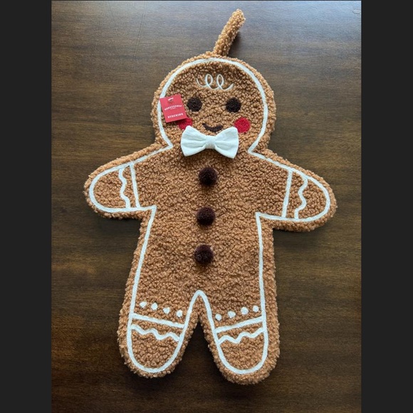 18-Inch Christmas Faux-Shearling Gingerbread Boy-Shaped Stocking from Wondershop - Picture 4 of 4
